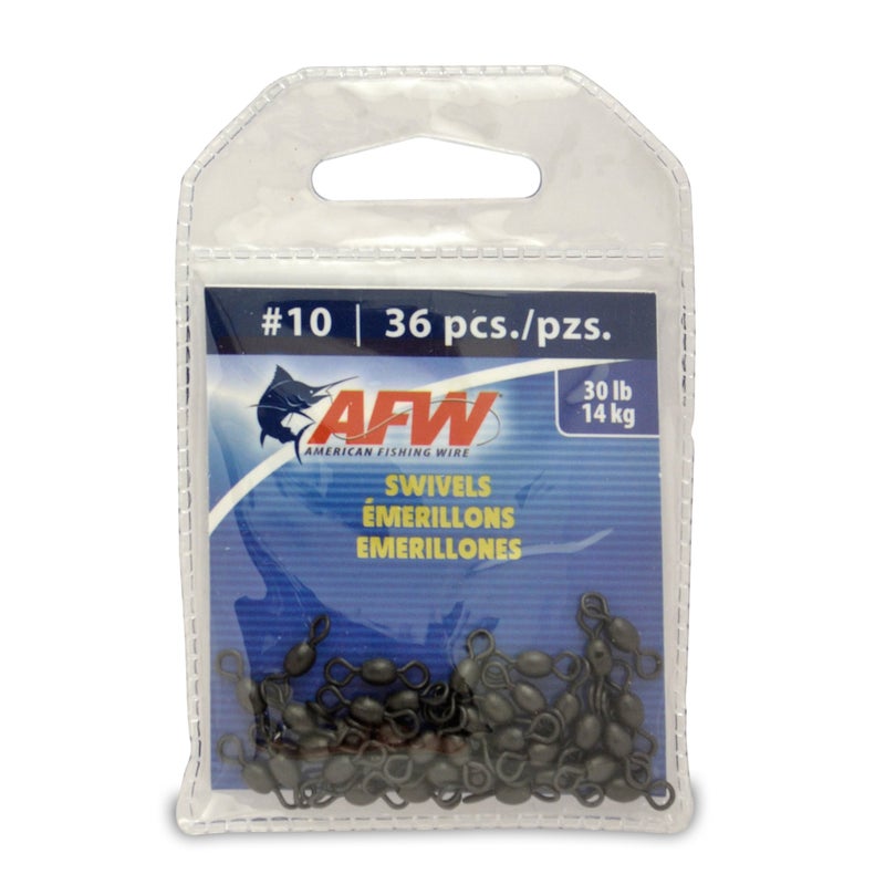American Fishing Wire Brass Swivels, Black Color, Size 10, 30 Pound Test, 36-Pieces